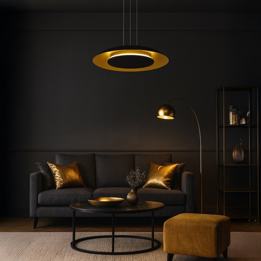 LED luster na sajli PIATTINO LED/30W/230V 2700/3200/4000K Ø 40 cm crna/zlatna