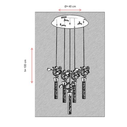 LED luster na sajli PIGEON 5xLED/6W/230V 6500K sjajni krom