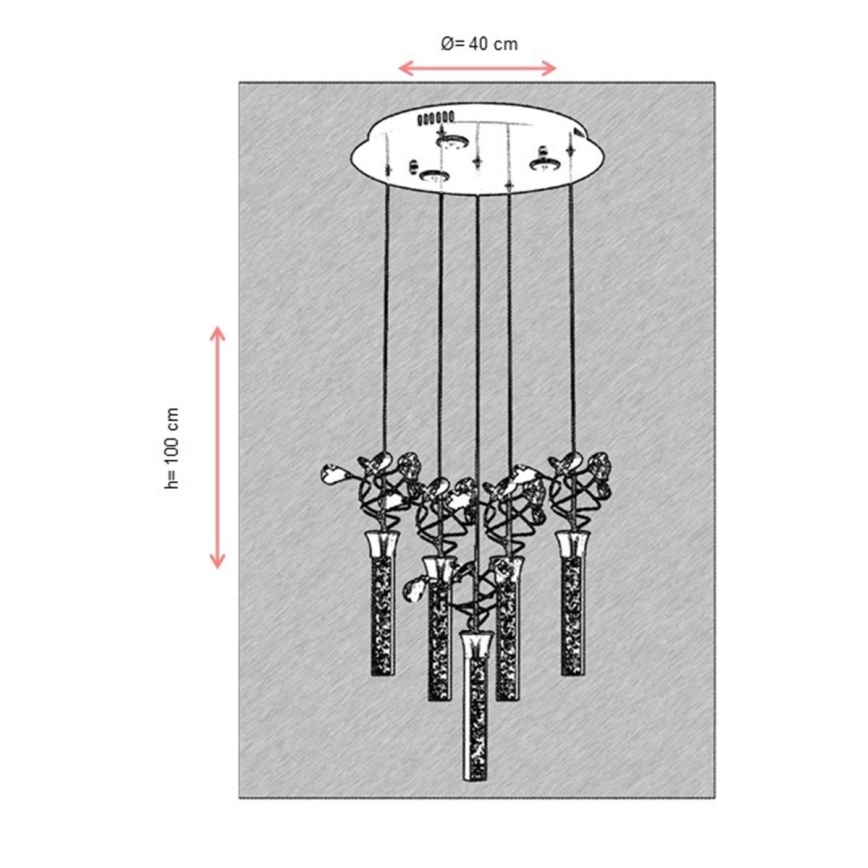 LED luster na sajli PIGEON 5xLED/6W/230V 6500K sjajni krom