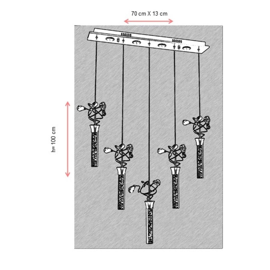 LED Luster na sajli PIGEON 5xLED/6W/230V 6500K sjajni krom