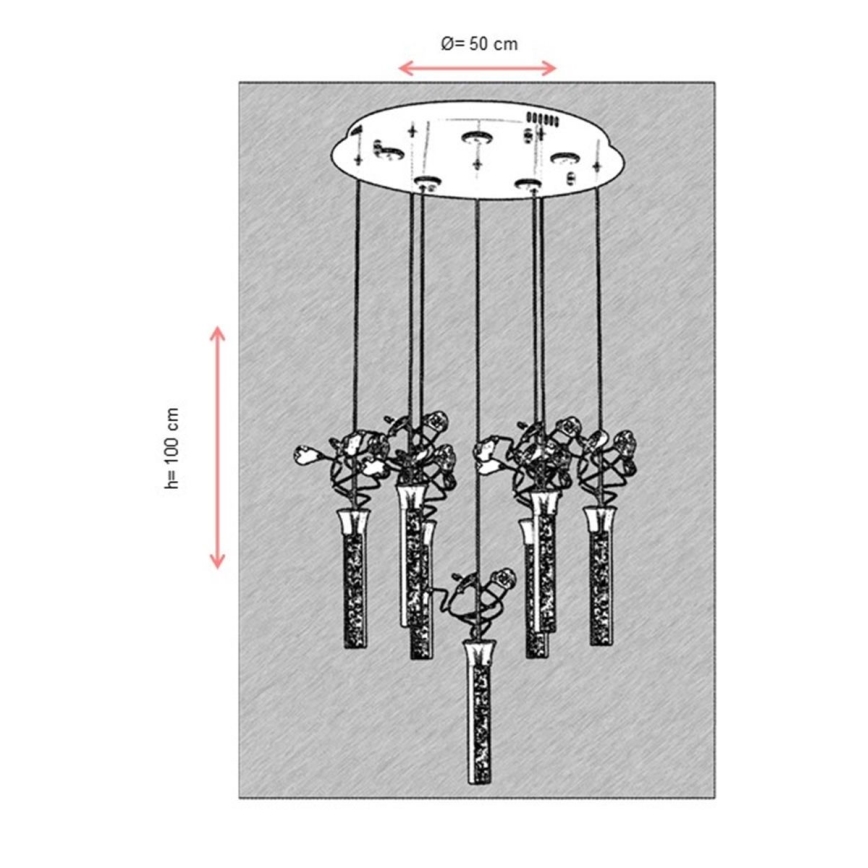 LED luster na sajli PIGEON 7xLED/6W/230V 6500K sjajni krom