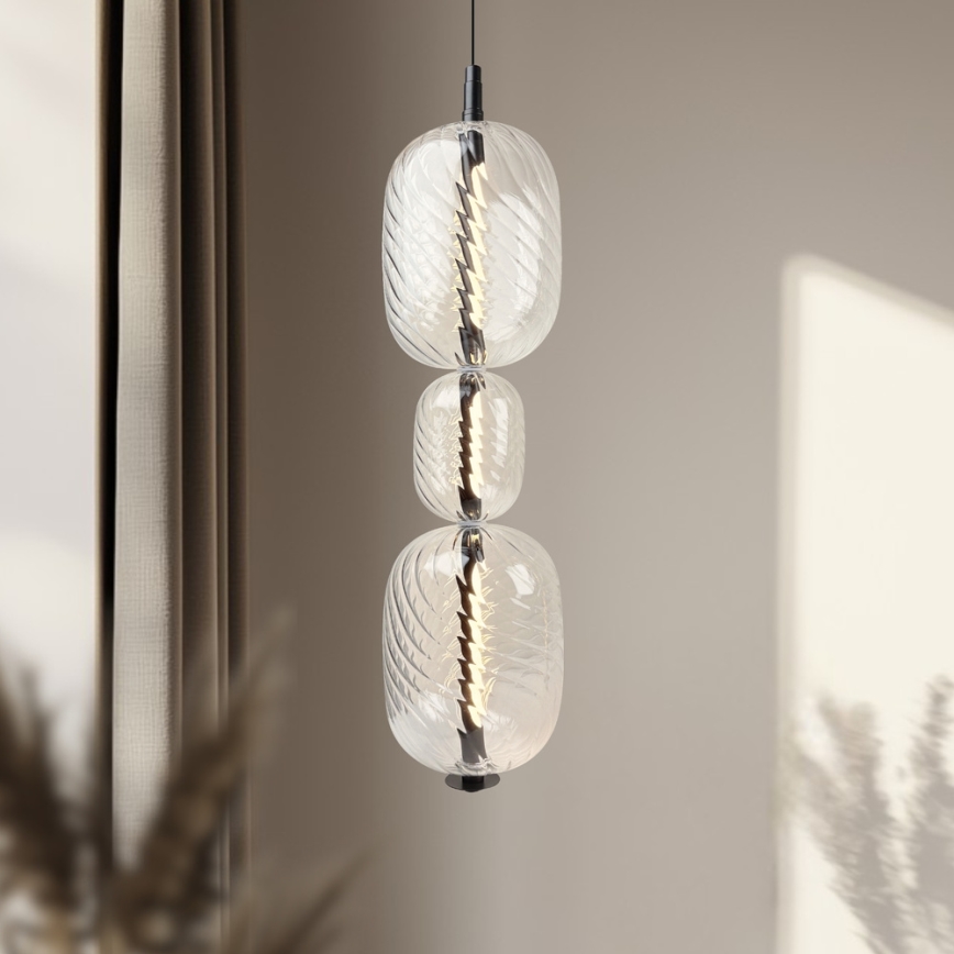LED luster na sajli PLAYA LED/12W/230V crna
