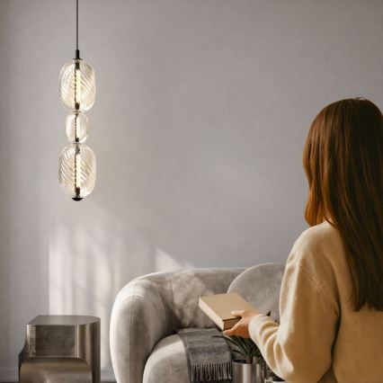 LED luster na sajli PLAYA LED/12W/230V crna
