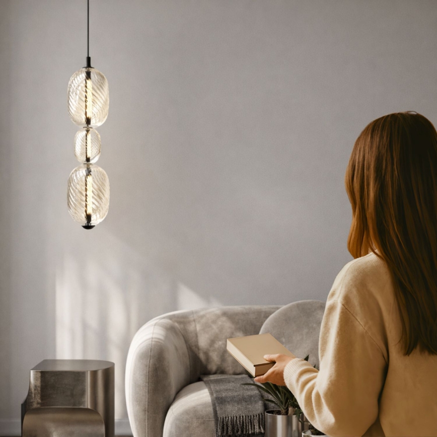 LED luster na sajli PLAYA LED/12W/230V crna