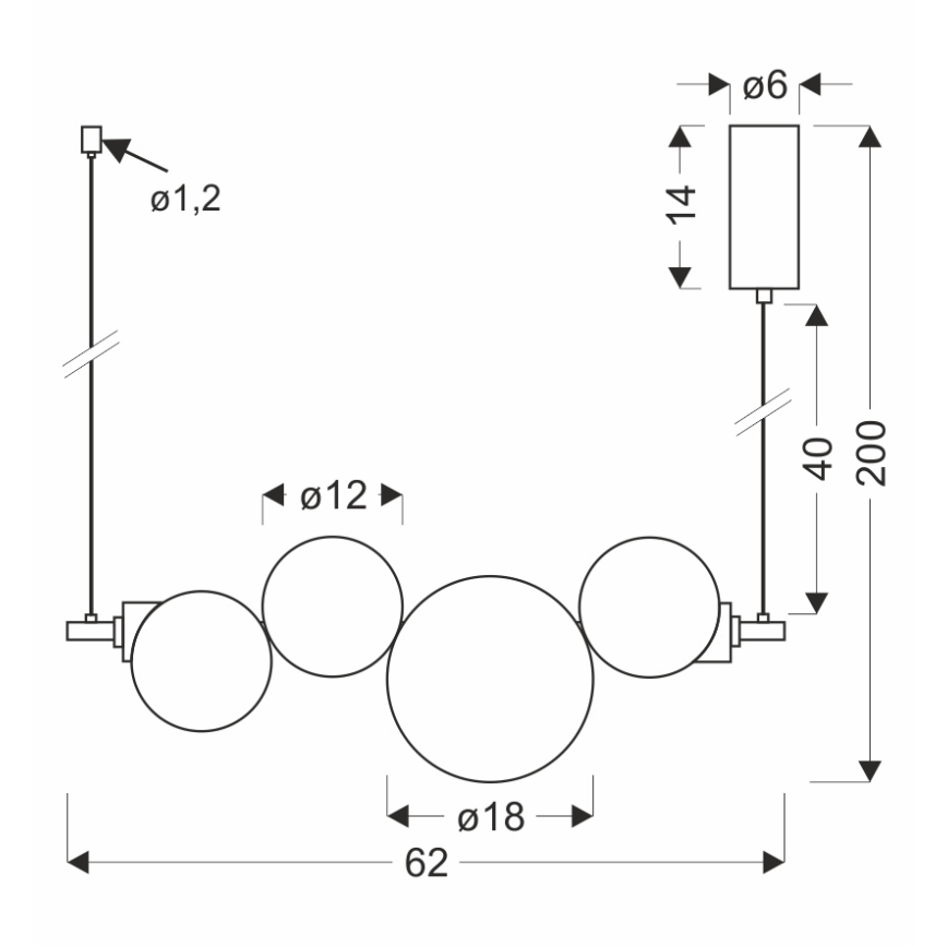 LED luster na sajli PLAYA LED/12W/230V crna