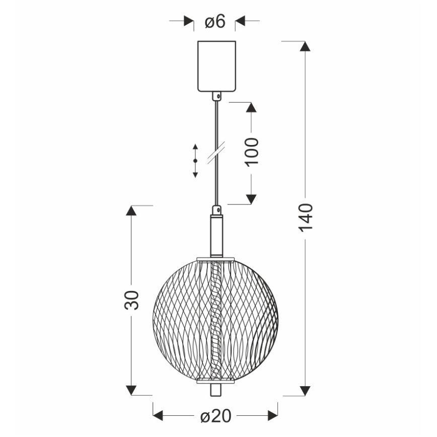 LED luster na sajli PUMA LED/10W/230V Ø 20 cm crni