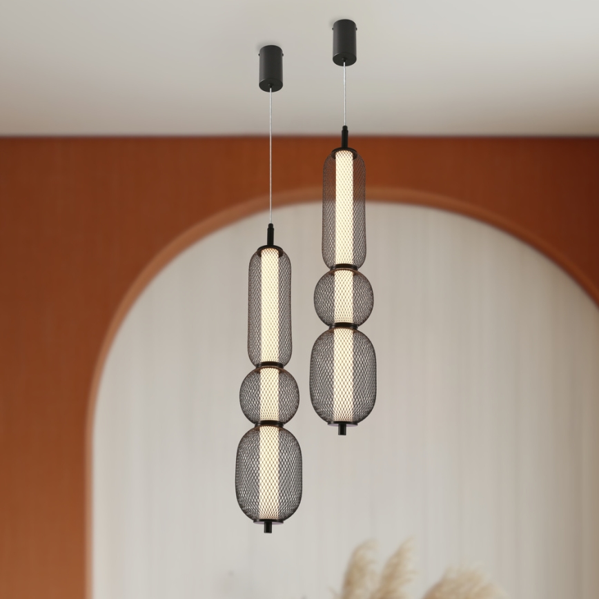 LED luster na sajli PUMA LED/15W/230V Ø 14 cm crna