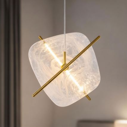 LED luster na sajli RELAX LED/15W/230V zlatna/bijela