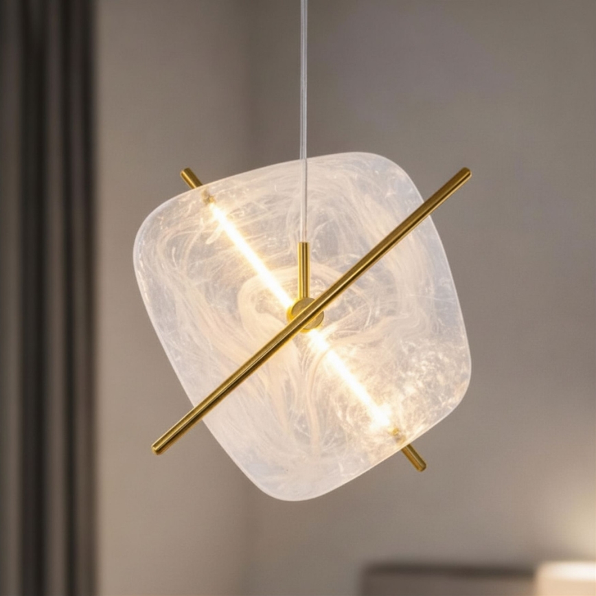 LED luster na sajli RELAX LED/15W/230V zlatna/bijela