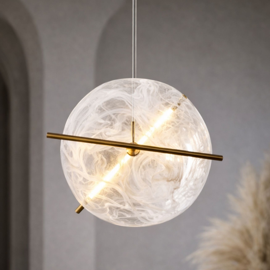 LED luster na sajli RELAX LED/15W/230V zlatna/bijela