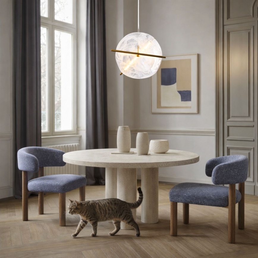 LED luster na sajli RELAX LED/15W/230V zlatna/bijela