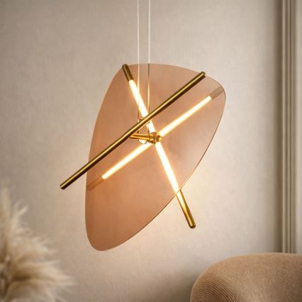 LED luster na sajli RELAX LED/15W/230V zlatna/dimljeno-smeđa