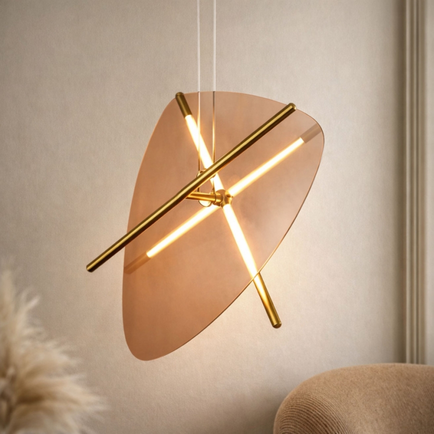 LED luster na sajli RELAX LED/15W/230V zlatna/dimljeno-smeđa