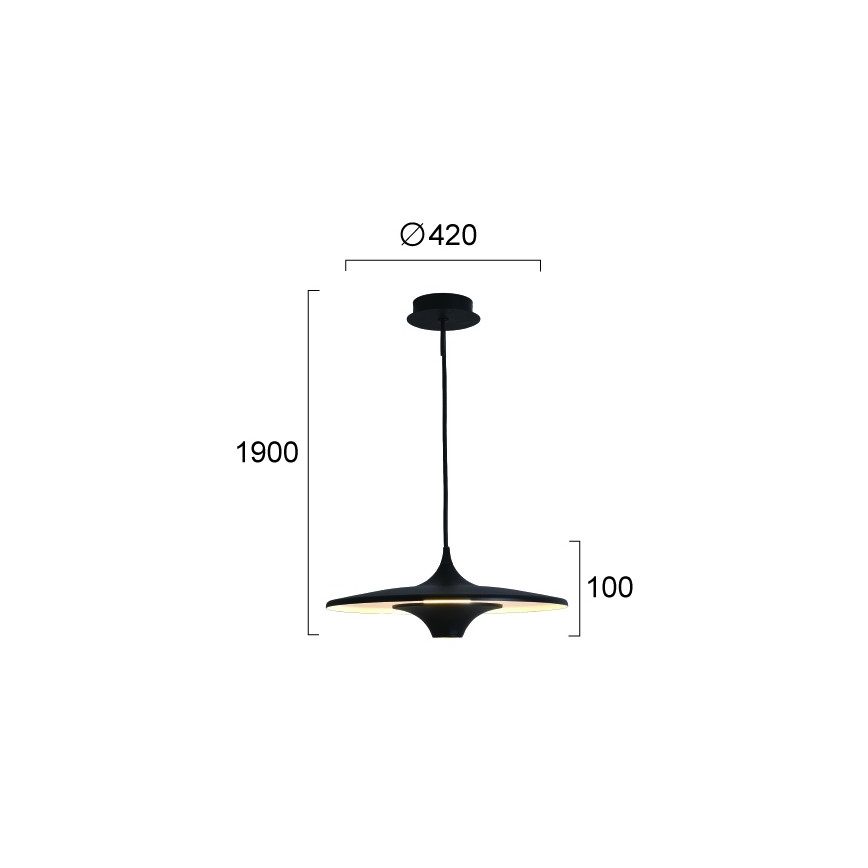 LED luster na sajli RENE LED/19W/230V CRI 90 crna