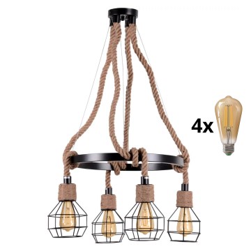 LED Luster na sajli ROPE ALEGRA 4xE27/10W/230V