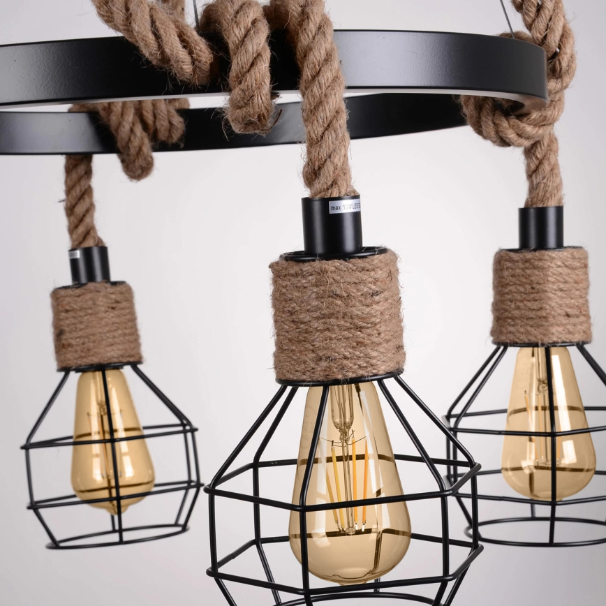 LED Luster na sajli ROPE ALEGRA 4xE27/10W/230V
