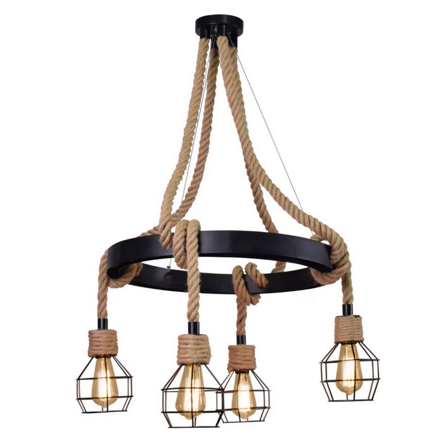 LED Luster na sajli ROPE ALEGRA 4xE27/10W/230V