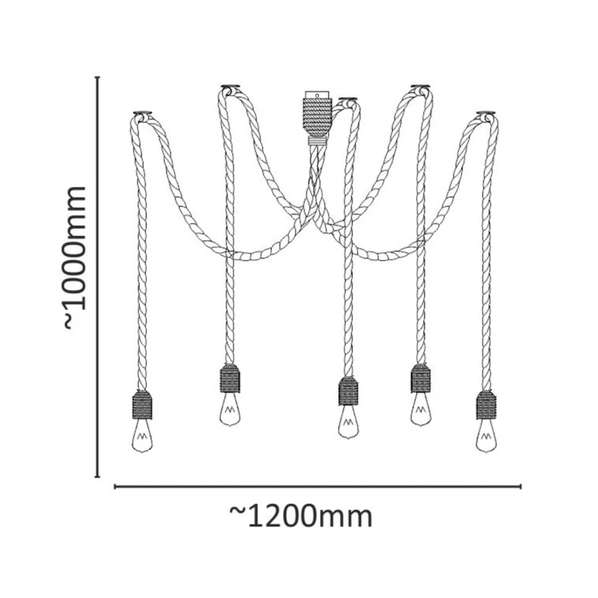 LED Luster na sajli ROPE CASA 5xE27/10W/230V pauk