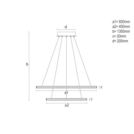 LED luster na sajli s mogućnošću prigušivanja LED/150W/230V 3000-6500K + daljinski upravljač