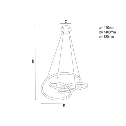 LED prigušivi luster na sajli, 85 W, 230 V, 3000–6500 K, ø 49 cm, s daljinskim upravljačem