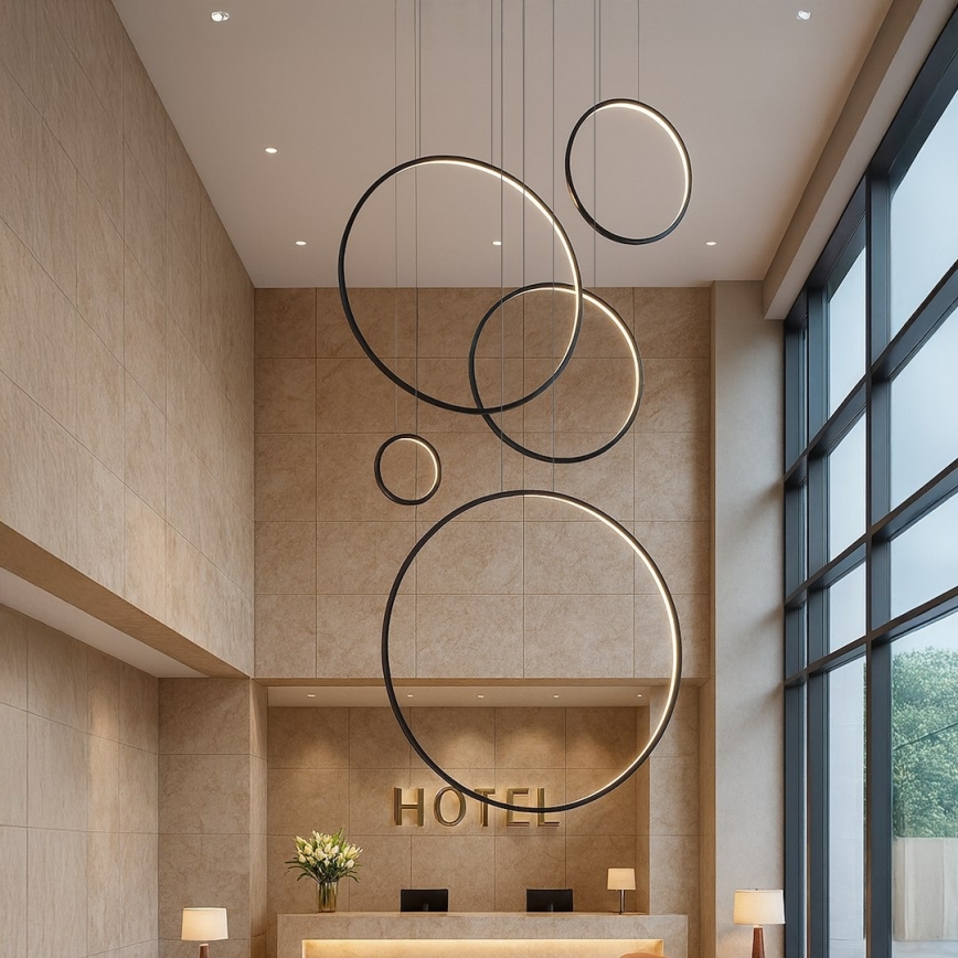 LED luster na sajli SATURNO LED/100W/230V crna