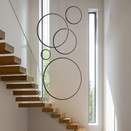 LED luster na sajli SATURNO LED/100W/230V crna