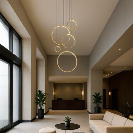 LED luster na sajli SATURNO LED/100W/230V zlatna