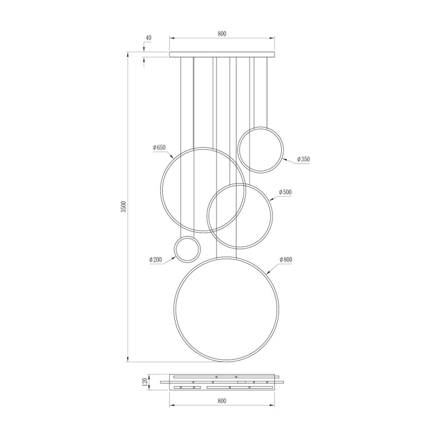 LED luster na sajli SATURNO LED/100W/230V zlatna