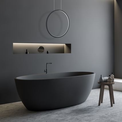 LED luster na sajli SATURNO LED/28W/230V Ø 50 cm IP44 crna