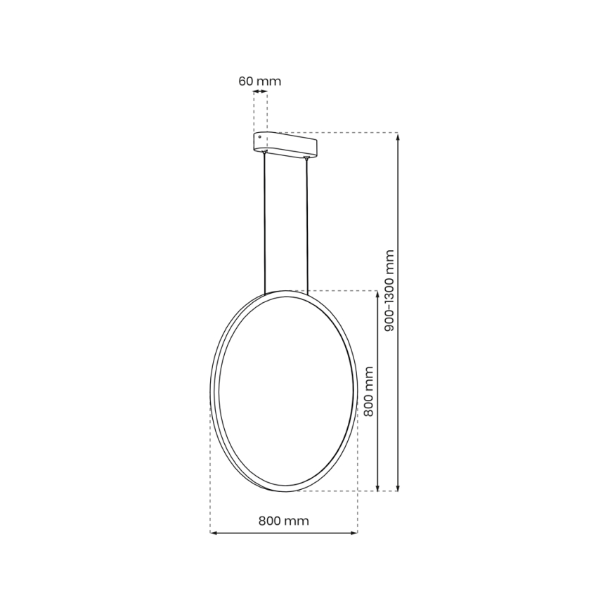 LED luster na sajli SATURNO LED/46W/230V Ø 80 cm IP44 crna