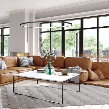 LED luster na sajli SATURNO LED/57W/230V Ø 100 cm IP44 crna