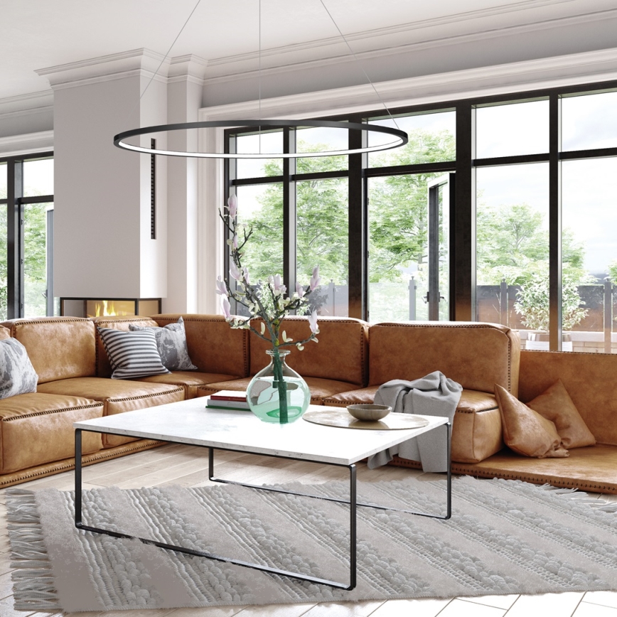 LED luster na sajli SATURNO LED/57W/230V Ø 100 cm IP44 crna