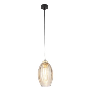 LED luster na sajli SEBO 1xE27/15W/230V crna/dimna bež