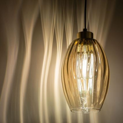 LED luster na sajli SEBO 1xE27/15W/230V crna/dimna bež