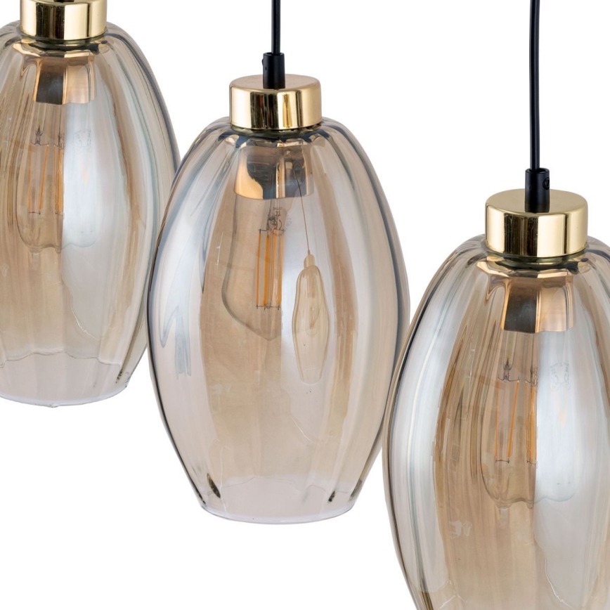 LED luster na sajli SEBO 1xE27/15W/230V crna/dimna bež