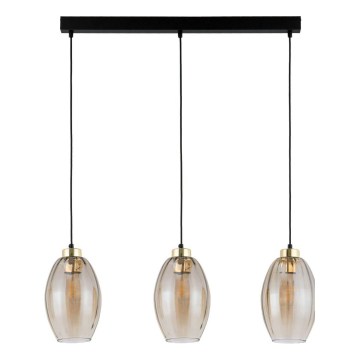 LED luster na sajli SEBO 3xE27/15W/230V crna/dimljeno bež