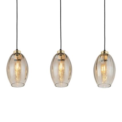LED luster na sajli SEBO 3xE27/15W/230V crna/dimljeno bež