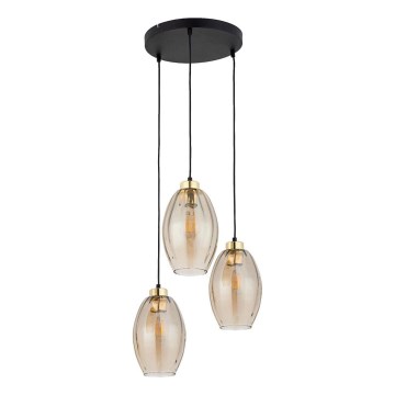 LED luster na sajli SEBO 3xE27/15W/230V crna/zadimljeno bež