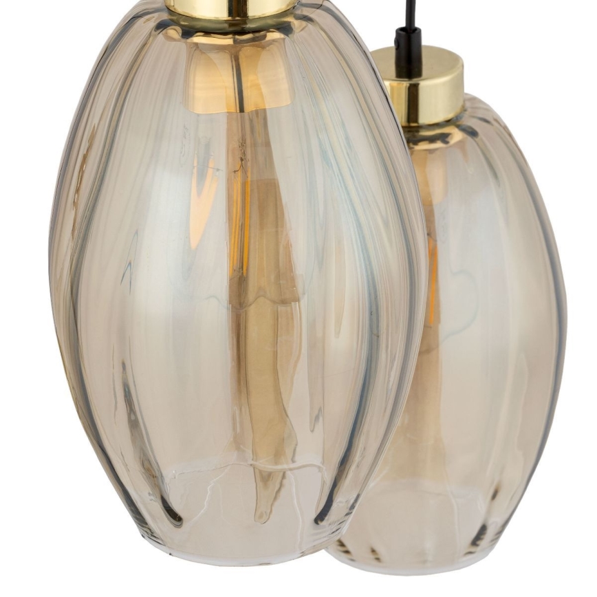 LED luster na sajli SEBO 3xE27/15W/230V crna/zadimljeno bež