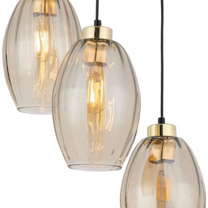 LED luster na sajli SEBO 3xE27/15W/230V crna/zadimljeno bež