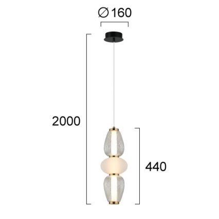 LED luster na sajli SHINY LED/17W/230V bijela/zlatna
