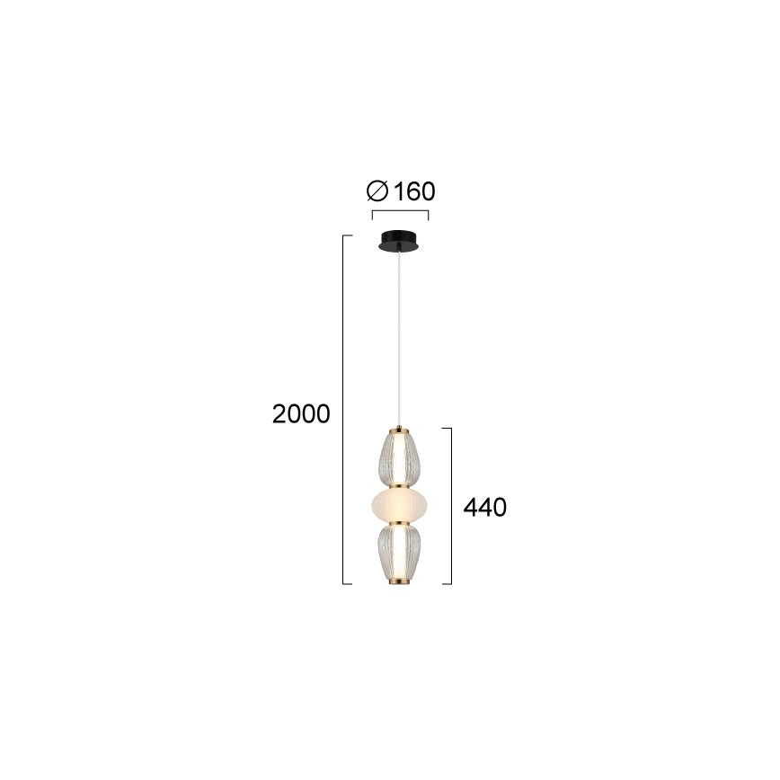 LED luster na sajli SHINY LED/17W/230V bijela/zlatna