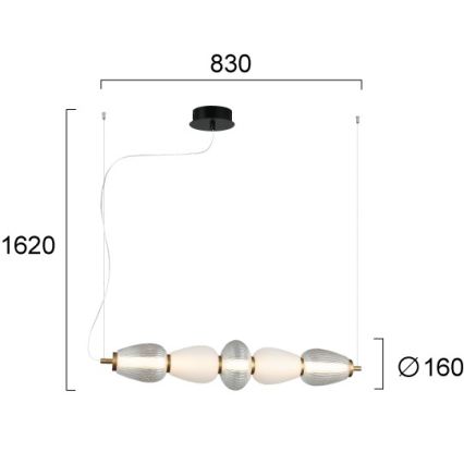 LED luster na sajli SHINY LED/23W/230V bijela/zlatna