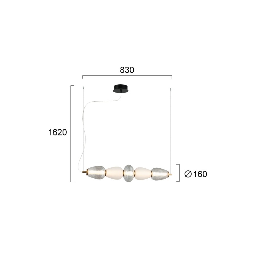 LED luster na sajli SHINY LED/23W/230V bijela/zlatna