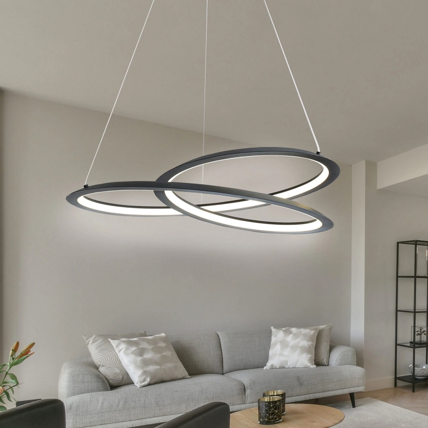 LED Luster na sajli TANGO LED/44W/230V 4000K pr. 60 cm crna