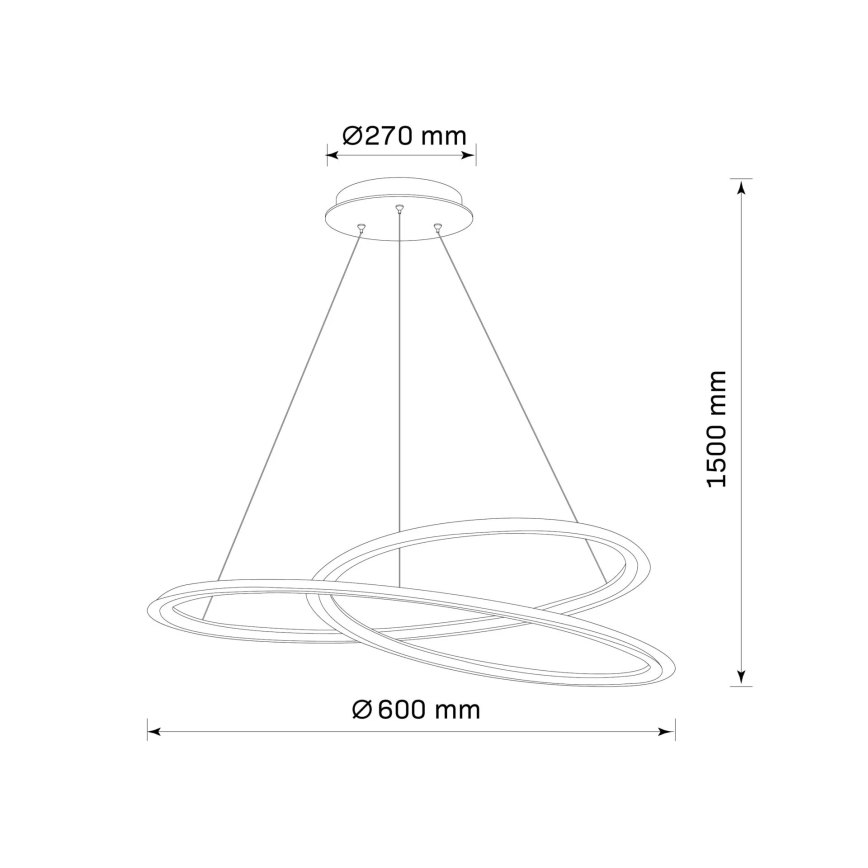 LED Luster na sajli TANGO LED/44W/230V 4000K pr. 60 cm crna