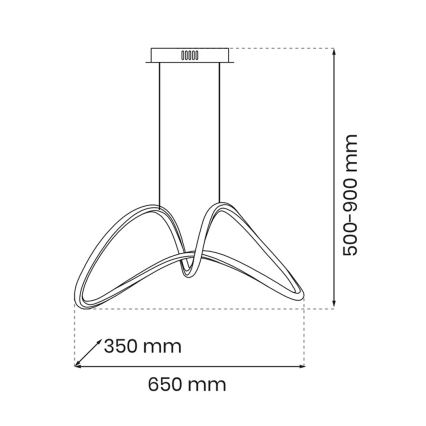 LED Luster na sajli TESORO LED/48W/230V crna