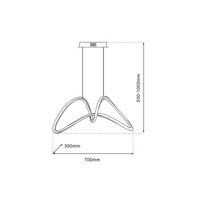 LED Luster na sajli TESORO LED/48W/230V sjajni krom