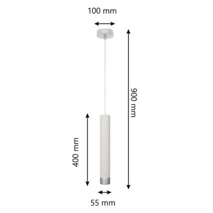 LED Luster na sajli TUBA 1xGU10/4,8W/230V bijela/mat krom