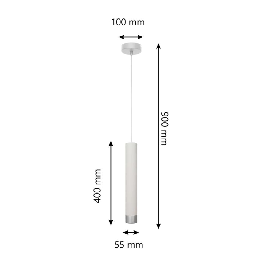 LED Luster na sajli TUBA 1xGU10/4,8W/230V bijela/mat krom